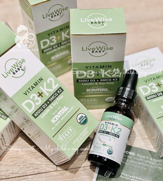 Vitamin d3 + k2 livewise baby mỹ 30ml