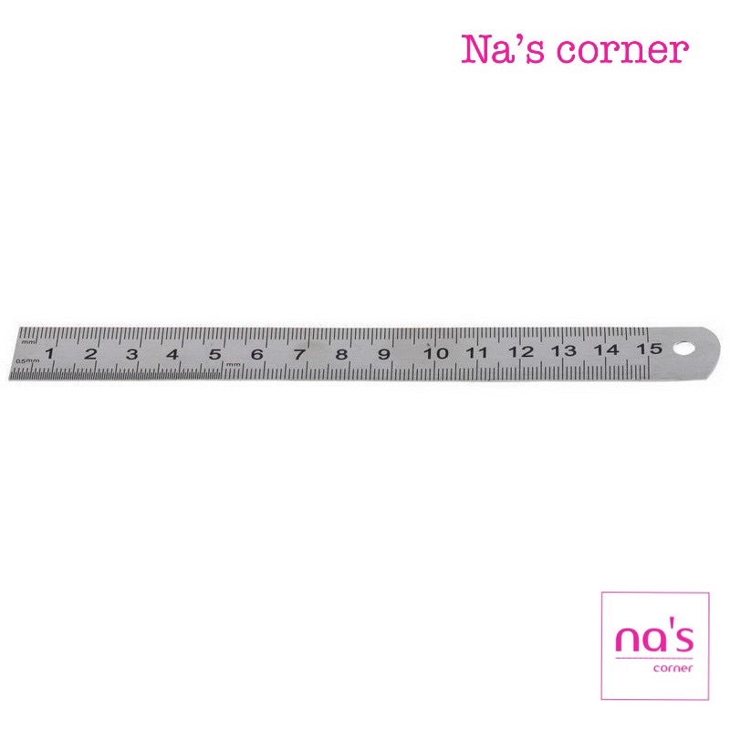 Thước kim loại thép không gỉ 15cm 20cm 30cm hai mặt inch