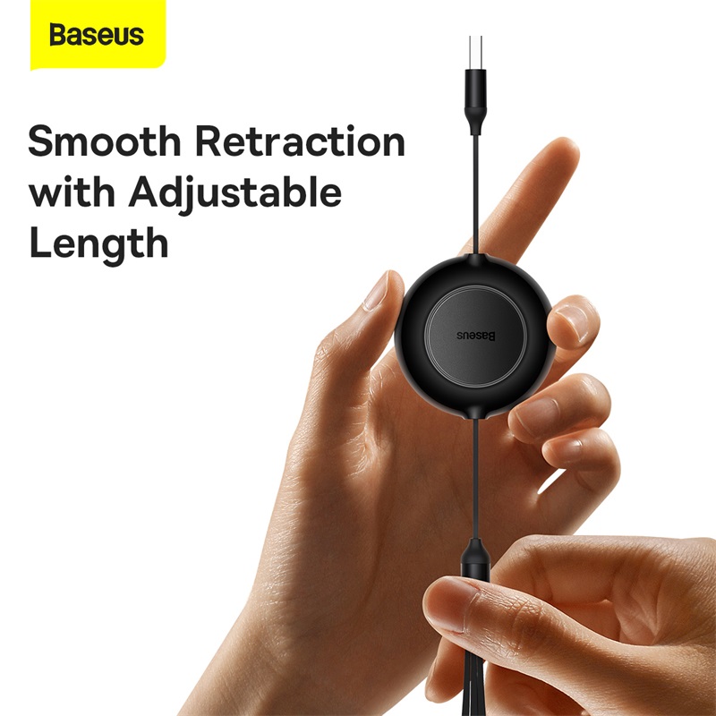Baseus 3 in 1 USB C Cable 66W 110CM Retractable Type C Micro USB Cable For Macbook Samsung 6A Fast Charge Data Wire Cord