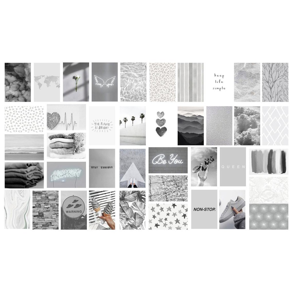 [FREESHIP EXTRA] 12 tấm Wall Collage - theme Trắng ngà xám