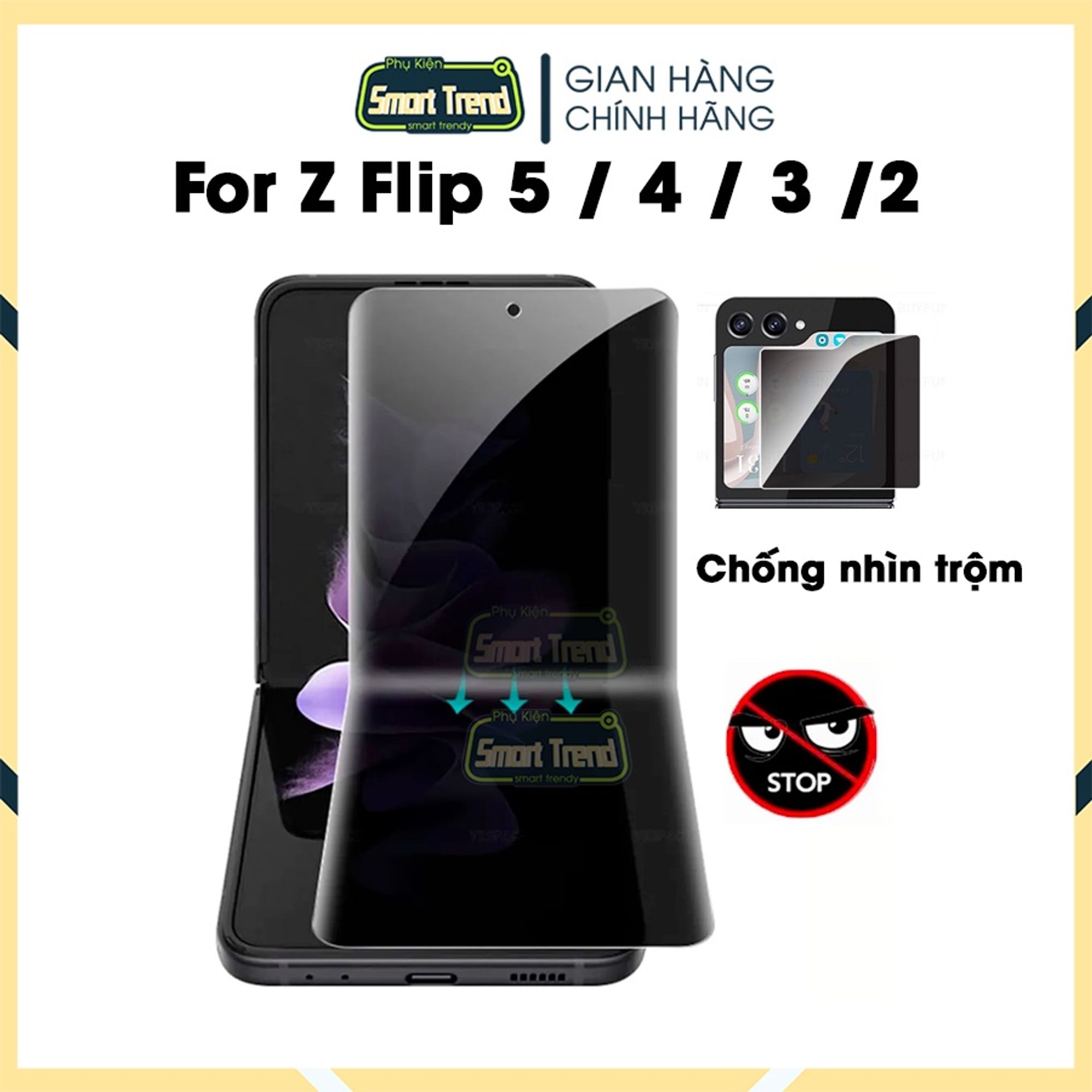 Miếng dán màn hình chống nhìn trộm Samsung Galaxy Z Flip Z fold 5 4 3 Flip Flip5 flip4 flip3 Zfold Dẻo 4 Lớp