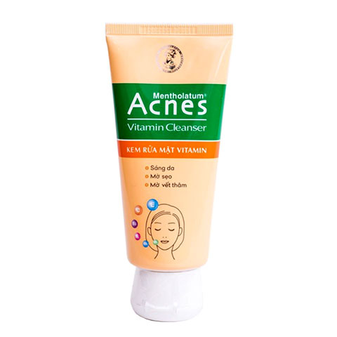 Kem rửa mặt Acnes Vitamin Cleanser – Hỗ trợ giúp làm sáng da, tăng cường phục hồi là da sau mụn, giúp hỗ trợ làm mờ sẹo và mờ vết thâm nám, mang lại làn da mịn màng