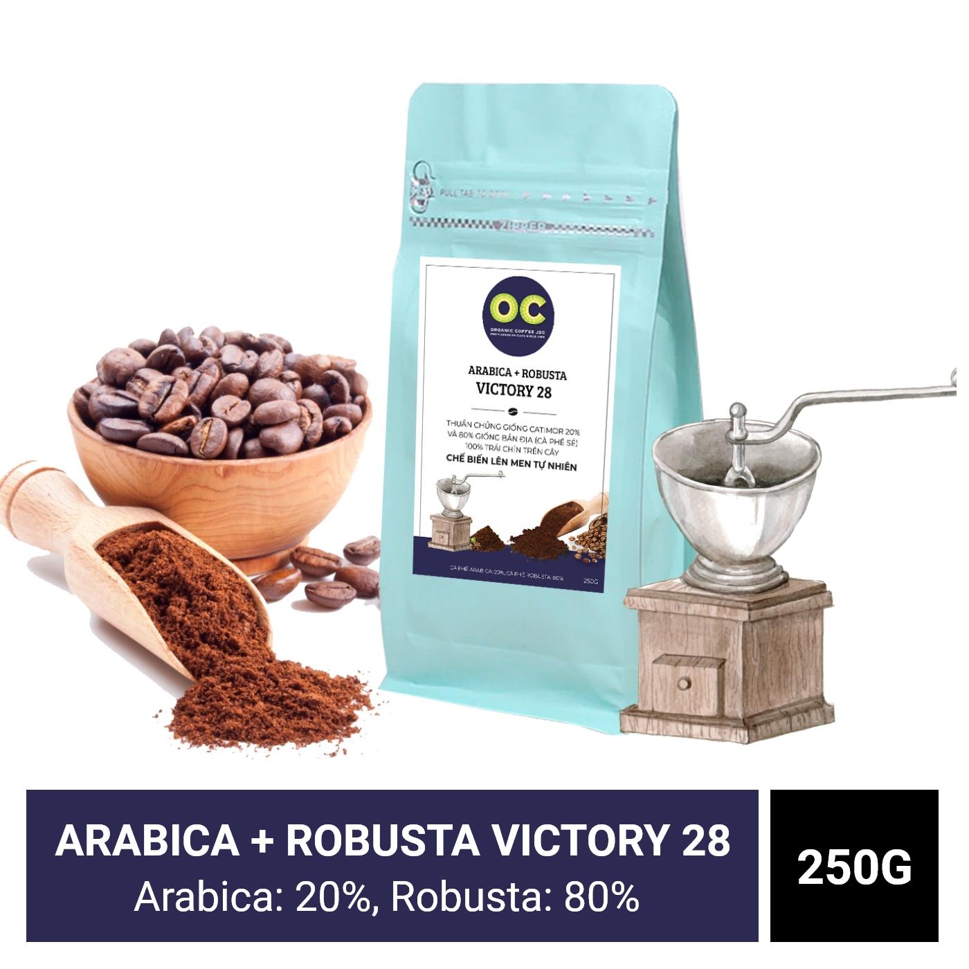 [HCM]ARABICA 20%& ROBUSTA 80%_CÀ PHÊ BỘT RANG VỪA OC ORGANIC COFFEE 250G