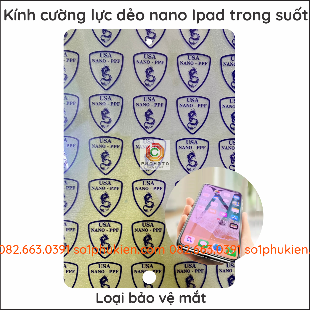 Kính Cường Lực ipad dẻo nano cứng 9H+ siêu bền bỉ, chống sứt mẻ, siêu trong suốt