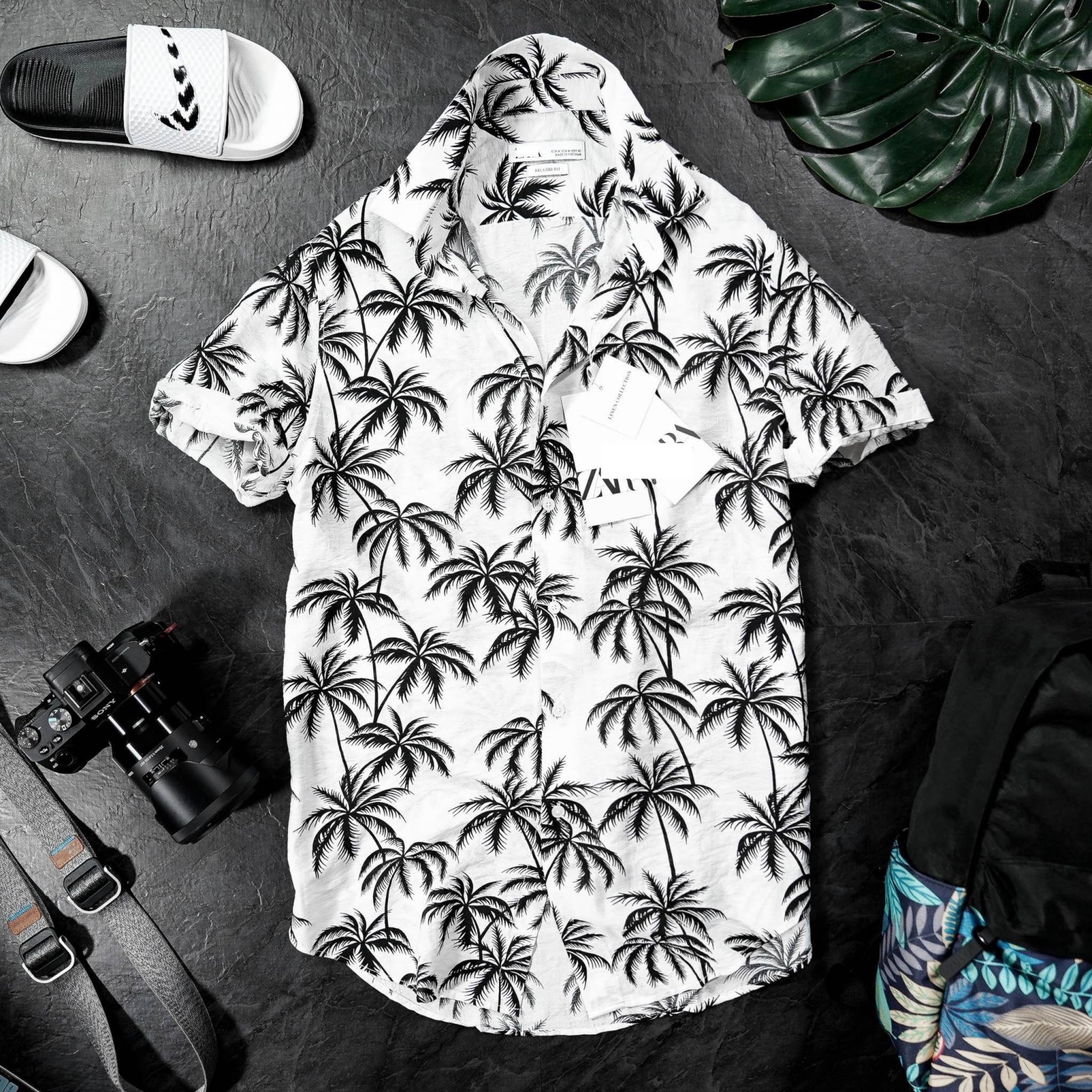 [HCM]Áo hoa lá cây Thái Lan áo sơ mi hawaii vải kate - ALC04