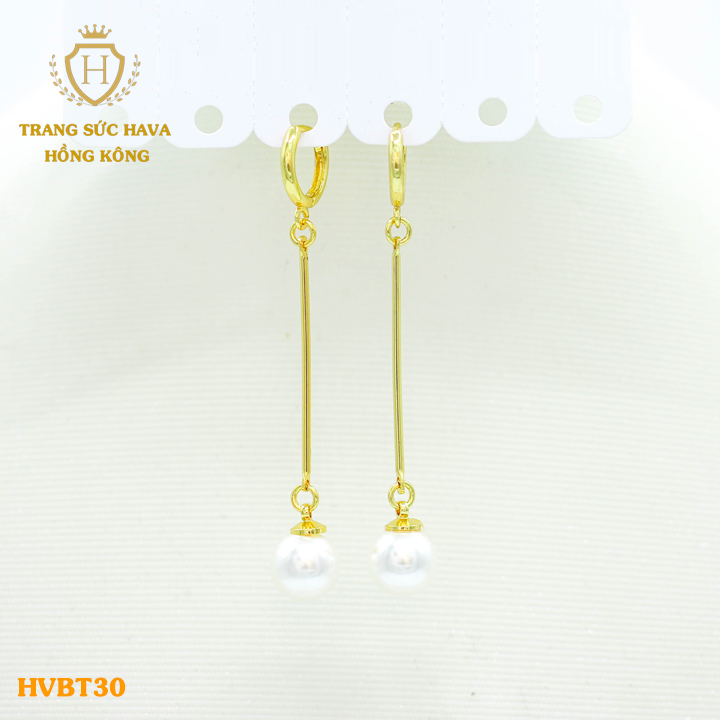Ear rings, earrings, earrings female pearl designs long, titanium plating real gold 24K high-end (not black)-Jewelry Hava Hong Kong