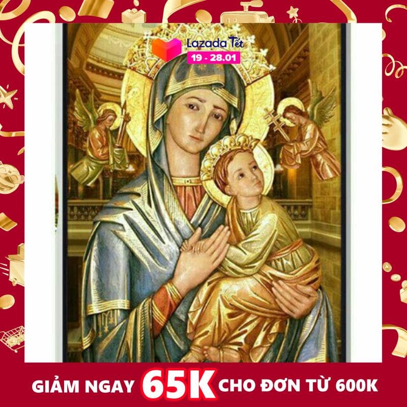 [HCM]Tranh đính đá kim cương ABC Đức Mẹ Cứu Giúp DF2336 kích thước 45 x 60CM