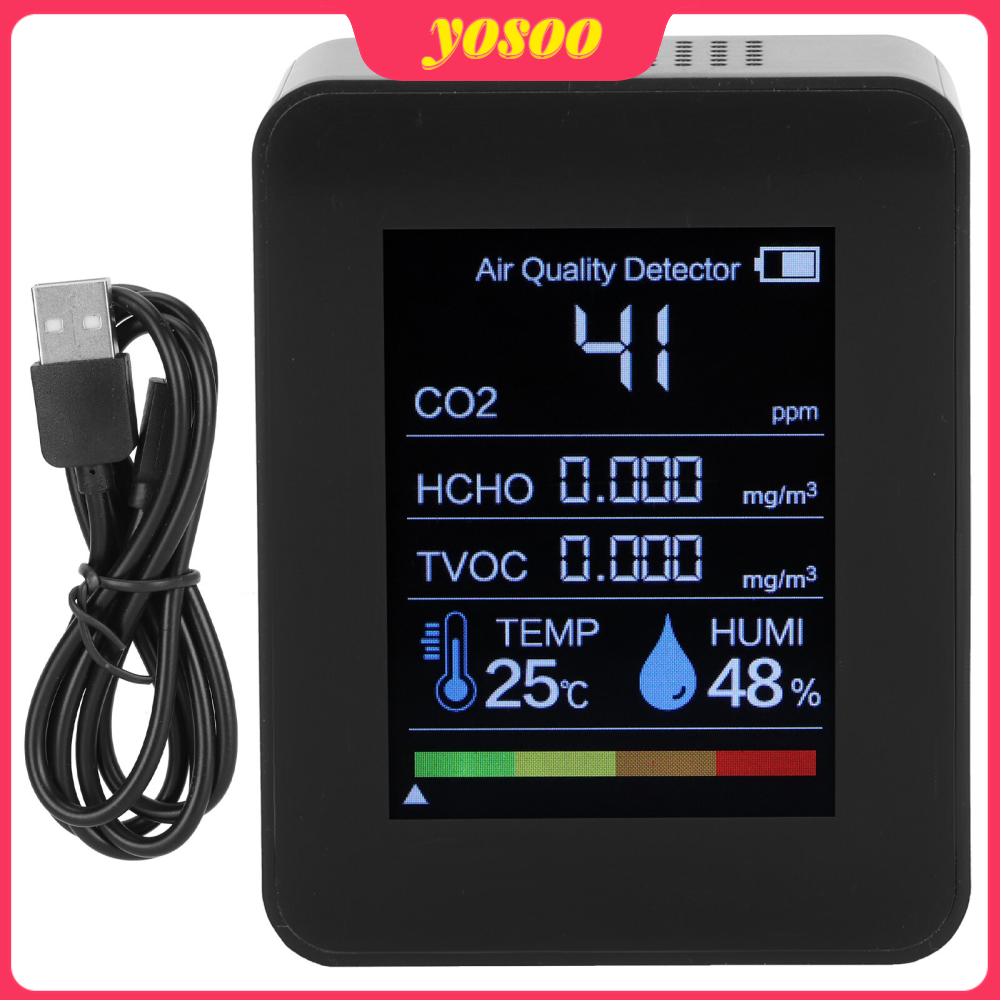 Carbon Dioxide CO2 HCHO Detector Portable Air Quality Monitor Temperature Humidity Tester