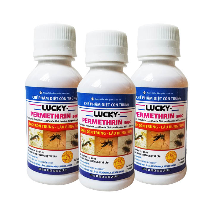 Combo 3 chế phẩm diệt muỗi, kiến, gián lucky permethrin 50ec 100ml