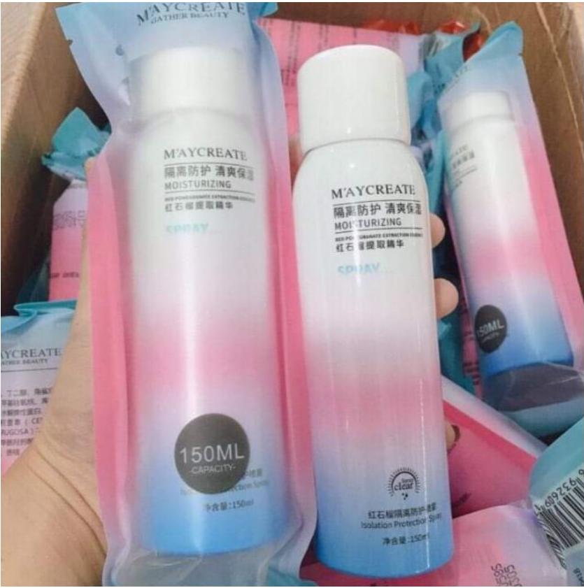 Combo 2 Chai Xịt dưỡng ẩm dưỡng trắng - chống nắng Maycreate