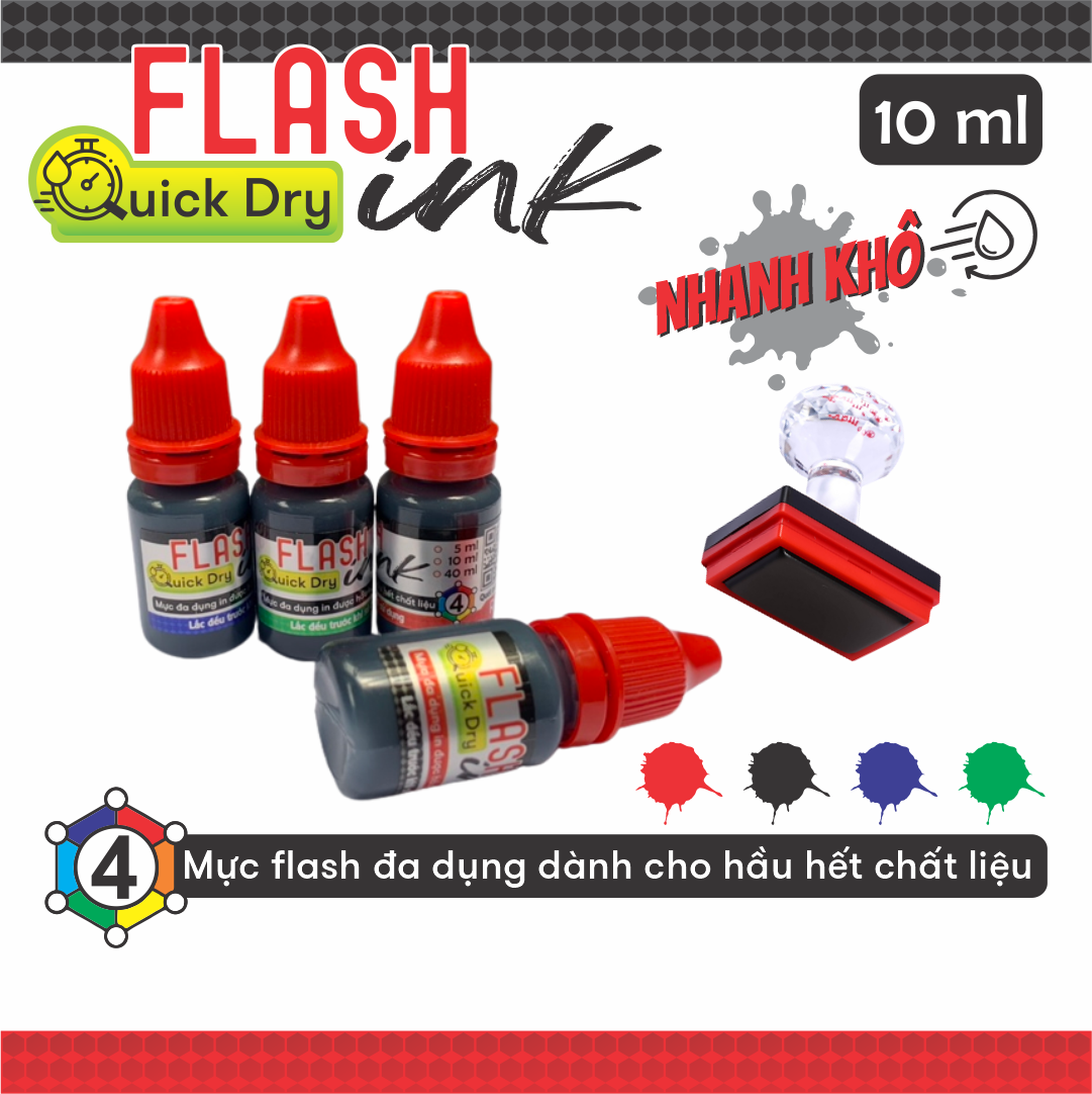 Mực đóng dấu dành cho con dấu flash in lên nhiều chất liệu nhanh khô - mực số 4