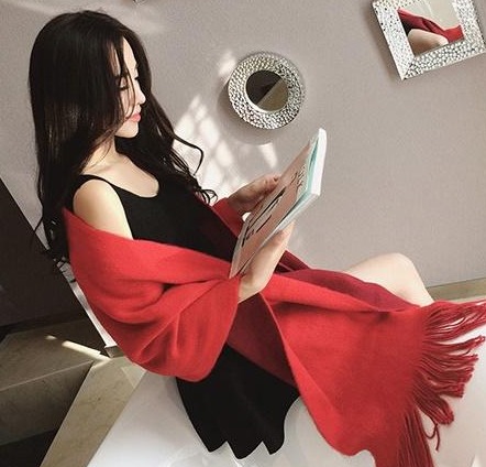 Khăn len lông mềm cao cấp 2 mặt tua rua KL001
