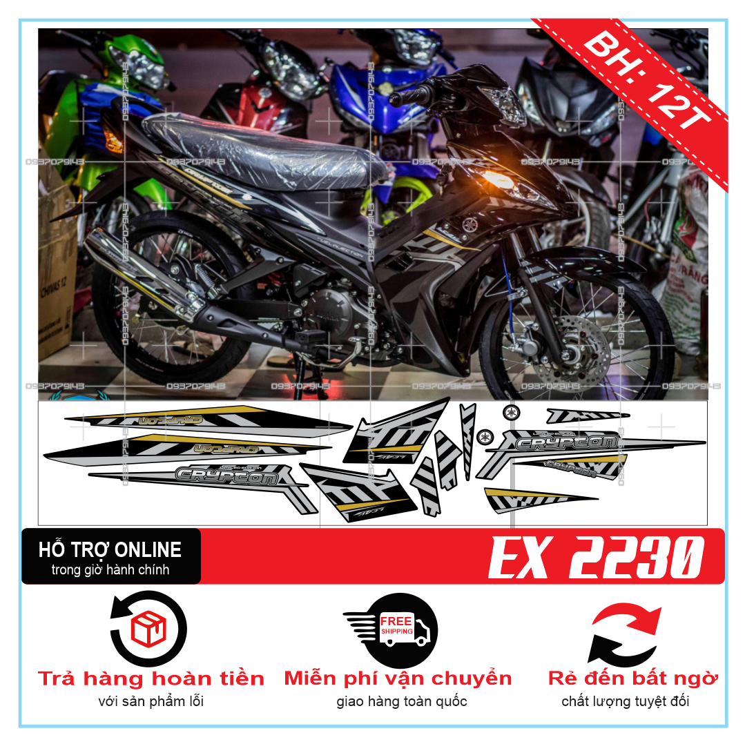 Tem rời exciter 2010 cryptonx dán xe đen - thudecal