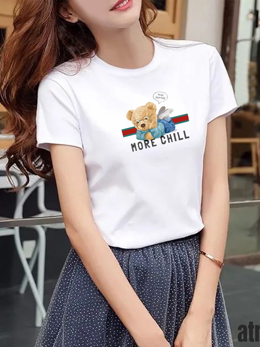 áo thun nữ in hình gấu more chill