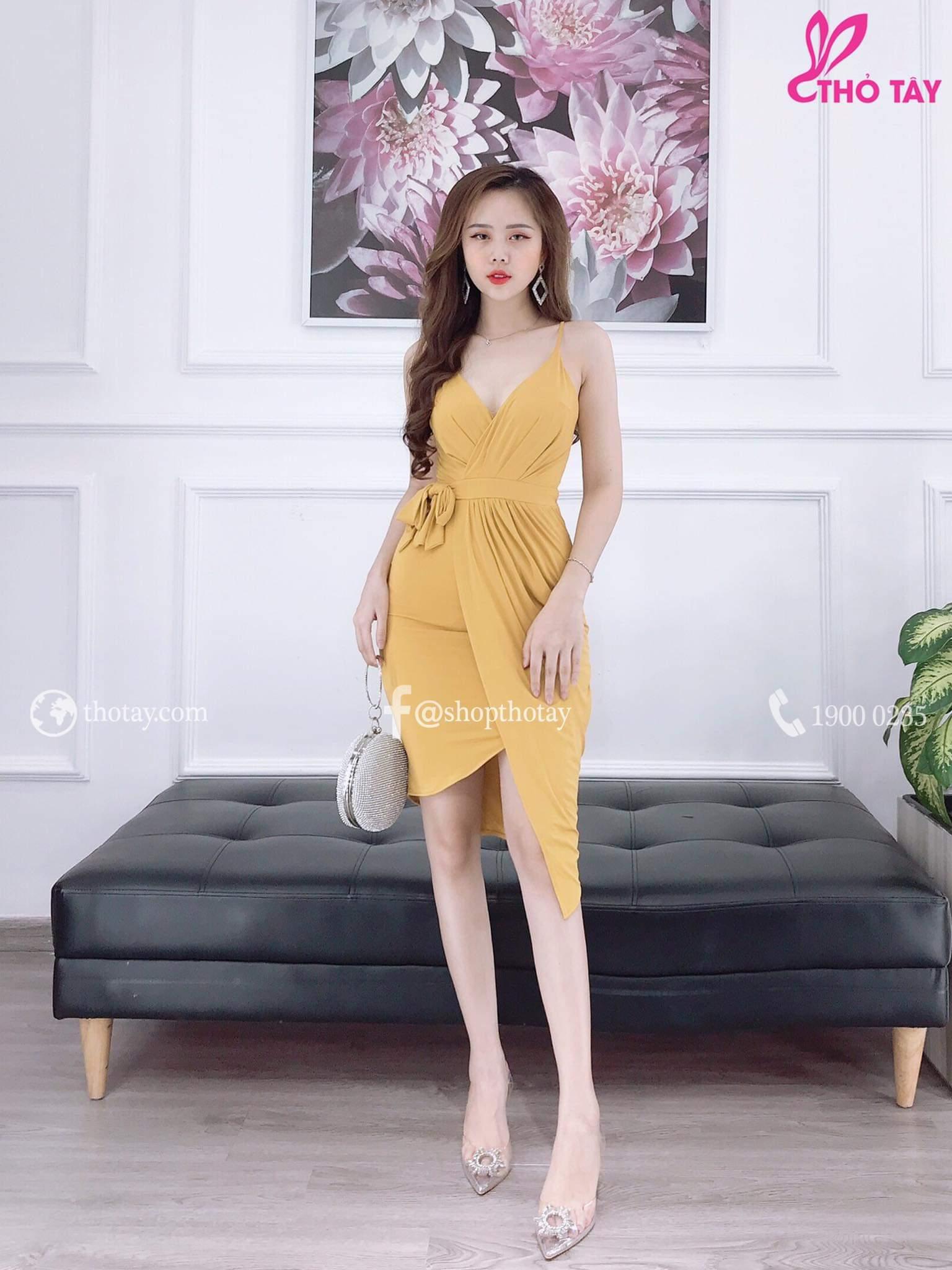 Đầm body quây tà chất umi ~55-QH