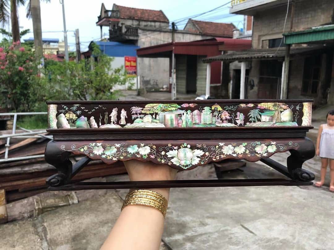 KHAY TRÀ GỖ TRẮC KHẢM ĐẸP 38x24cm