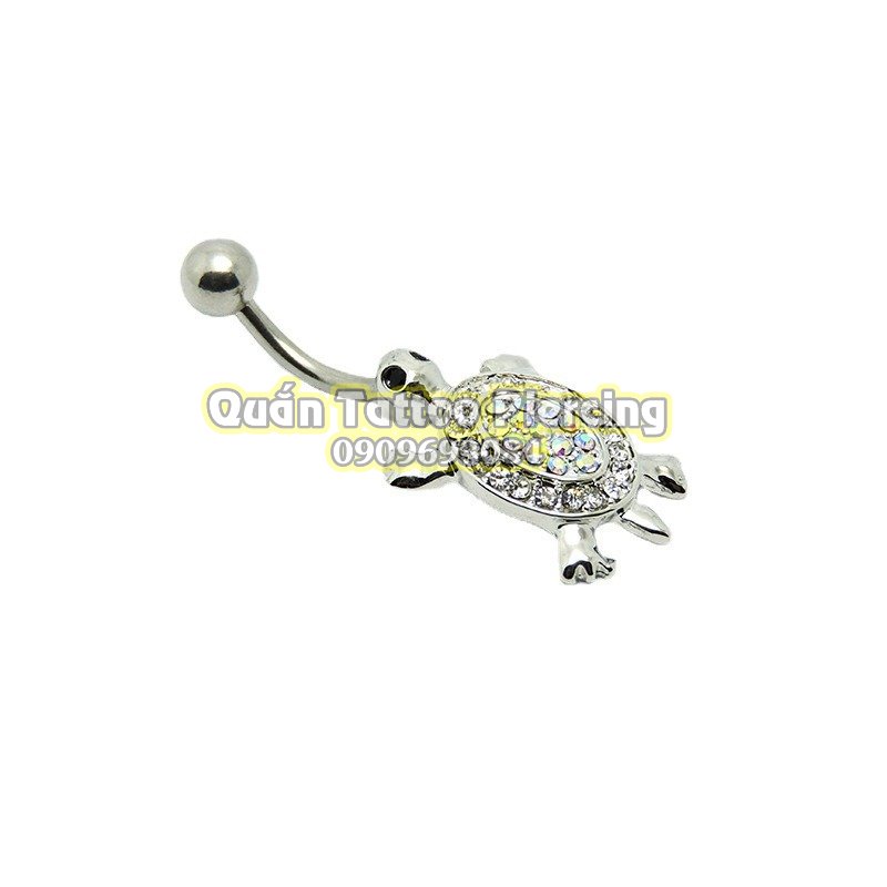 khuyên rốn con rùa đính đá dễ thương