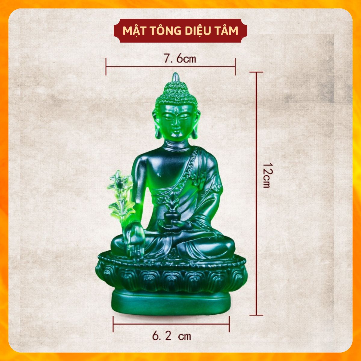 Medicine Buddha statue green high 12cm