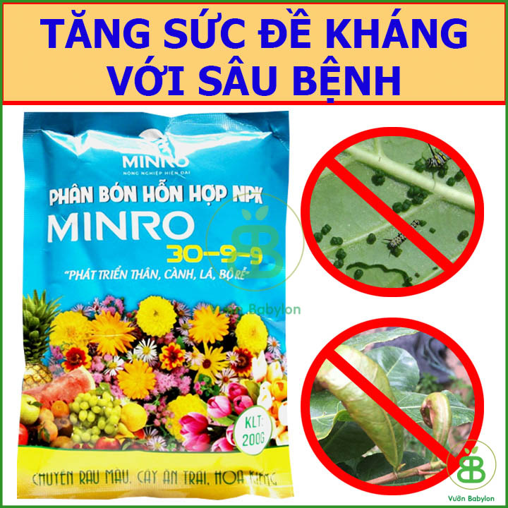 200Gr Phân Bón NPK Phát Triển Thân Lá Cành MINRO 30-9-9