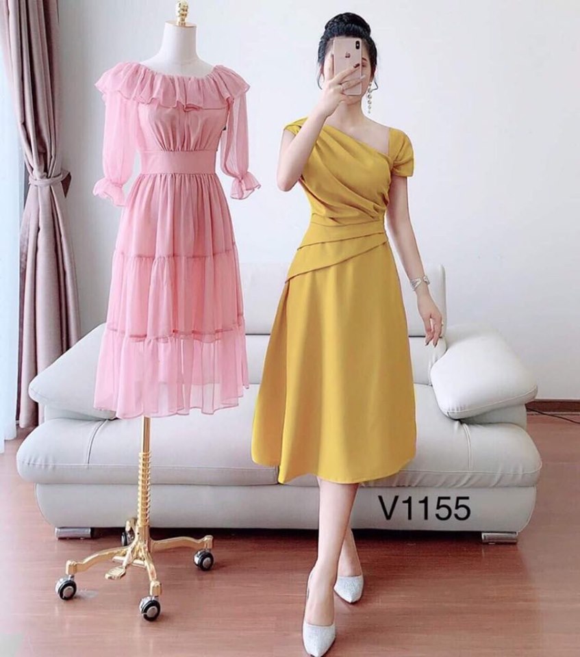 Đầm Nữ Tôn Dáng Xếp Ly Kiểu Cách Thời Trang Bambo