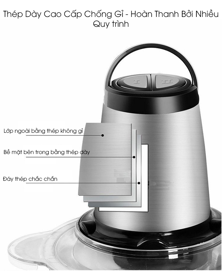 Máy Xay Thịt Inox đa năng Food Processor 200W Cao Cấp