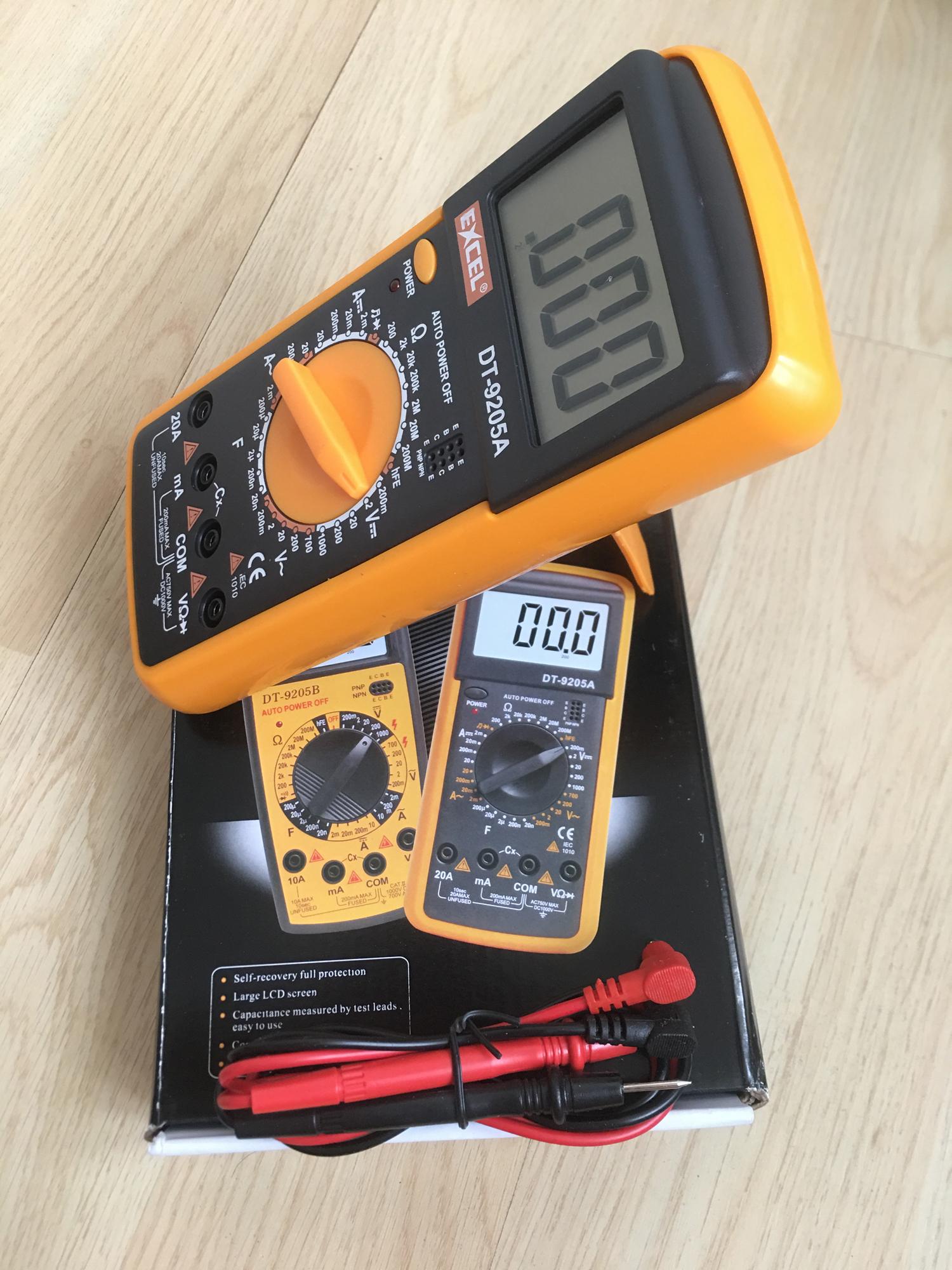 Đồng hồ đo vạn năng Digital Multimeter Excel DT9205A (Đen phối vàng Mẫu 2019)