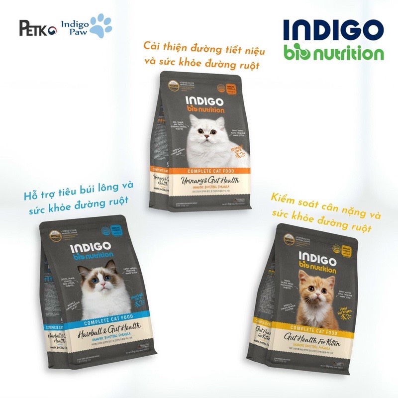 Hạt Hữu cơ cho Mèo INDIGO 100% thịt thật và Rau củ quả 2Kg
