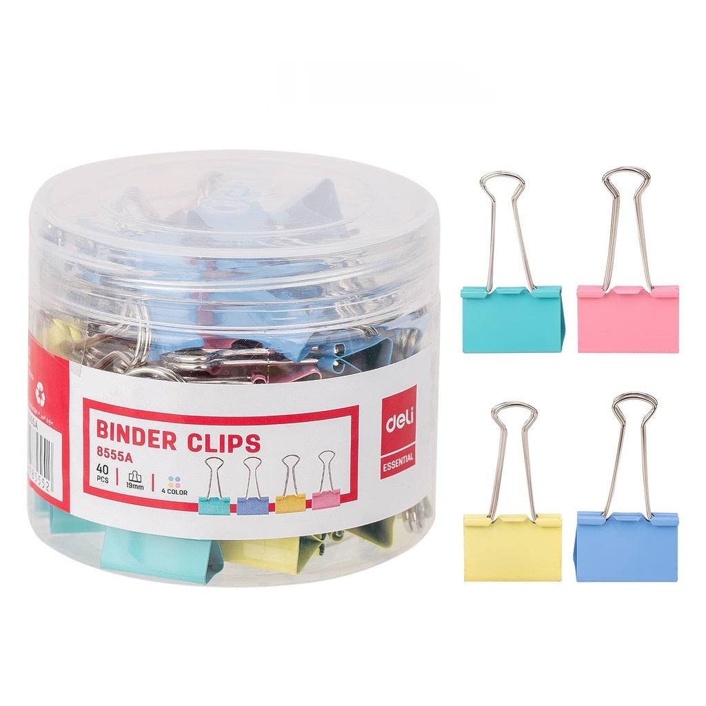 [Mã BMDELI11 giảm 15% đơn 100K] Kẹp bướm 19mm Deli - 40 chiếc/hộp - E8555A