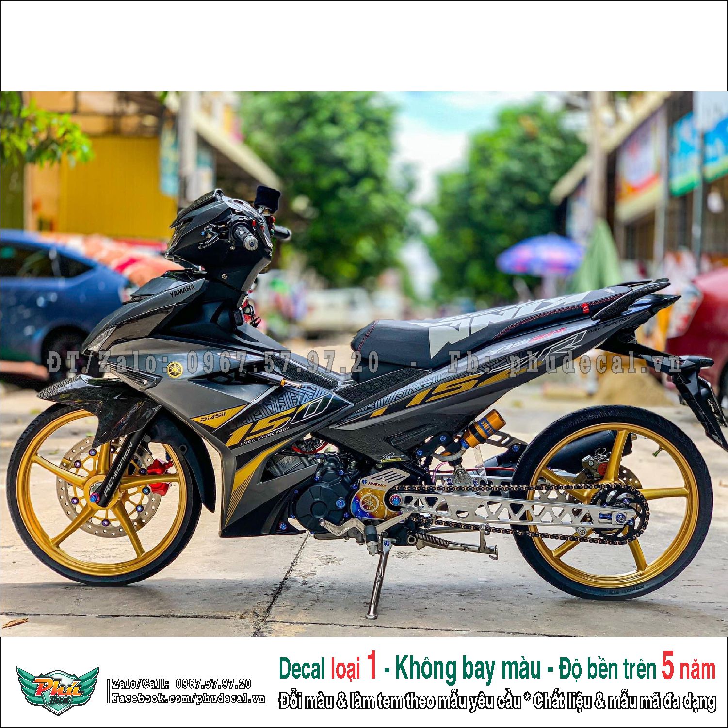 Tem rời Exciter 150 xám cam