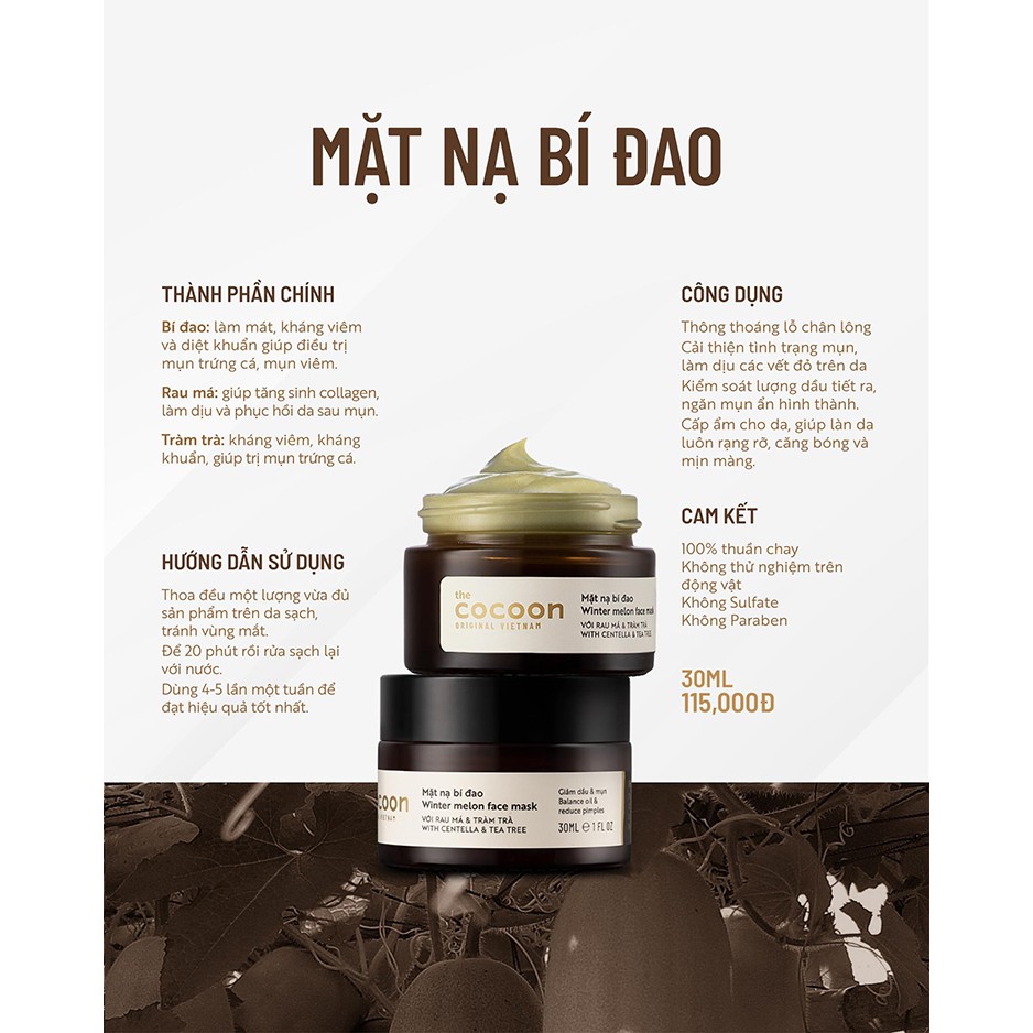 Mặt nạ Bí Đao Cocoon winter melon face mask 30ml