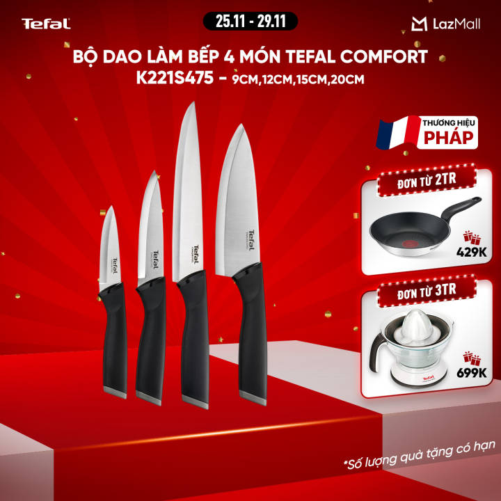 Bộ dao làm bếp 4 món Tefal Comfort K221S475 - 9cm, 12cm, 15cm, 20cm - Hình ảnh 2