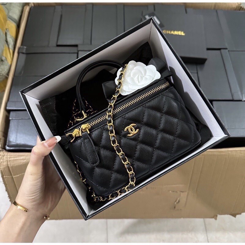 Túi xách cốp Chanel hoa Trà Full Box về hàng