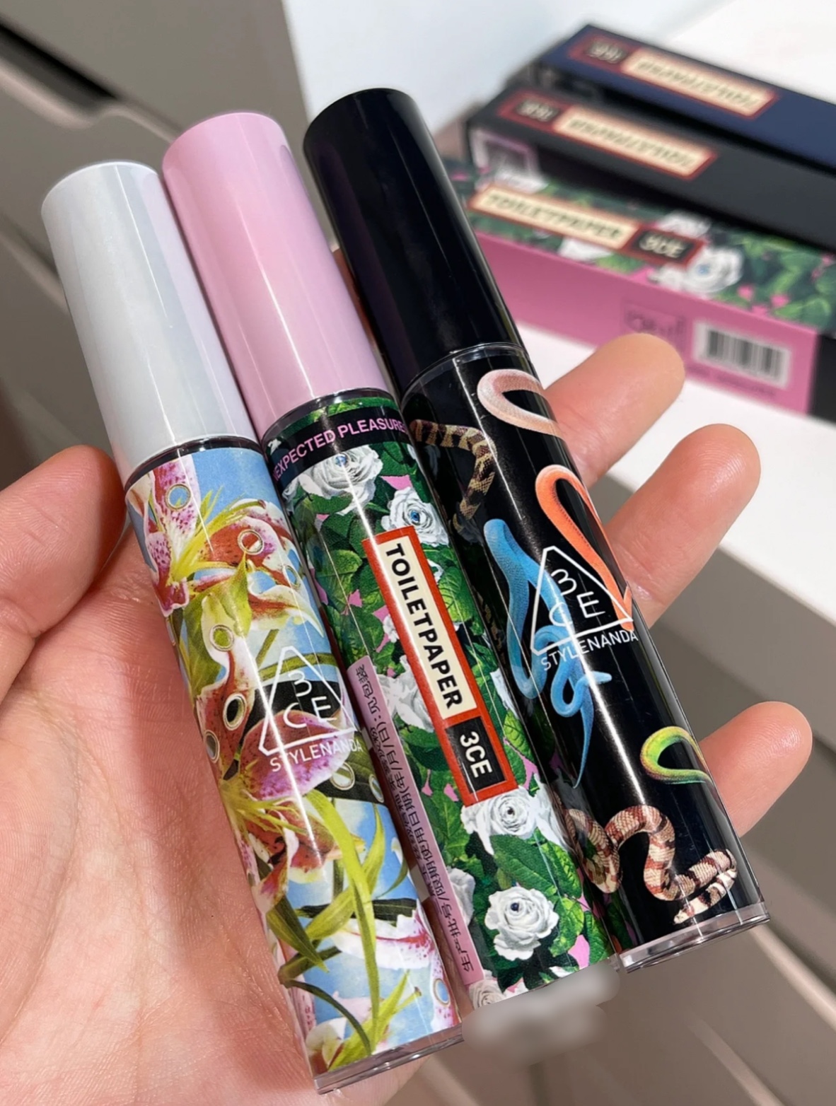 [3CE X Toiletpaper] Son Kem 3CE Velvet Lip Tint (Taupe - Figtachio - Dusky Pink)