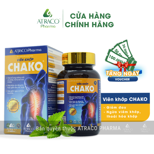 Viên xương khớp Chako Atraco Pharma M201 giảm đau, phục hồi tổn thương khớp, kháng viêm, ngăn ngừa thái hóa