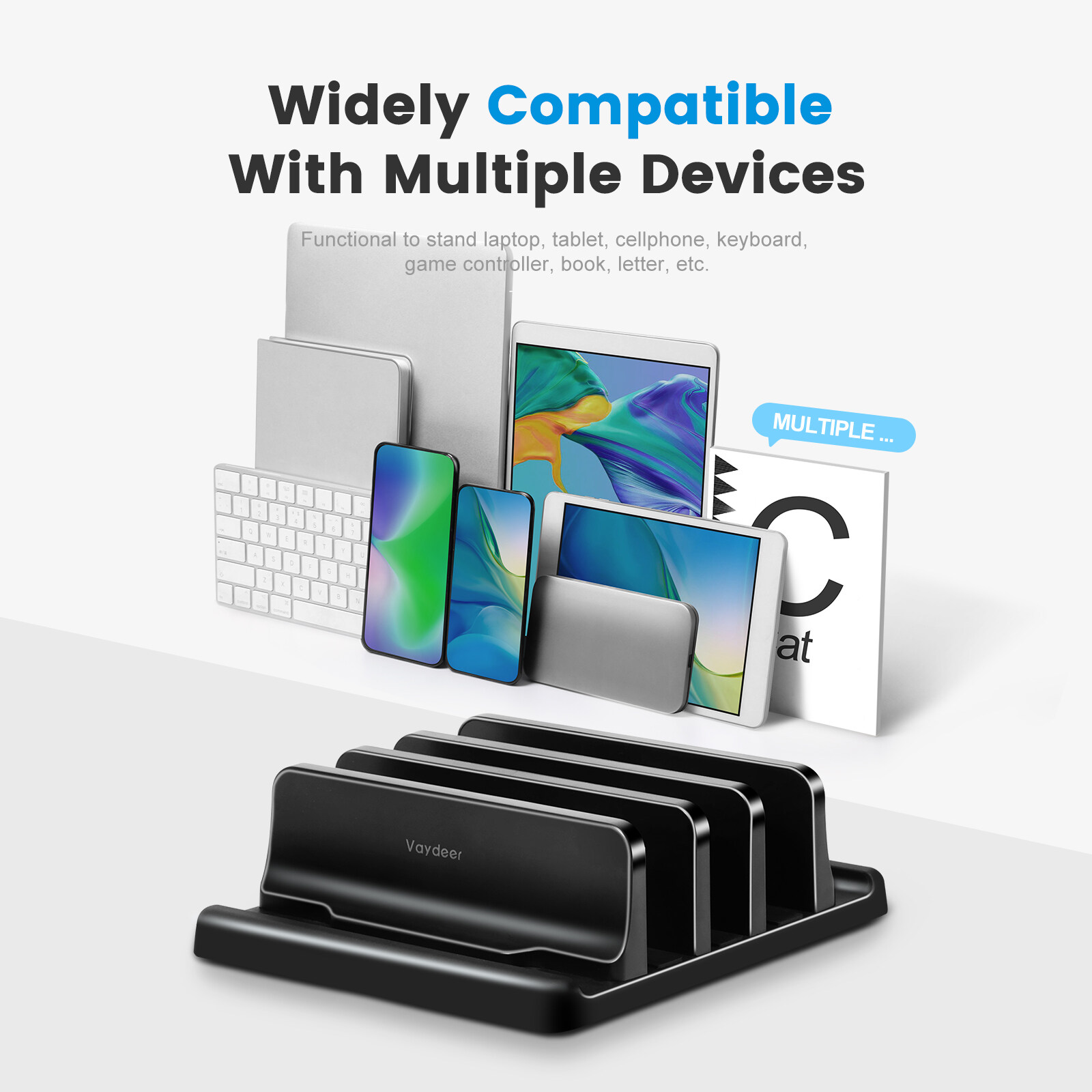 Vertical Laptop Stand Holder Adjustable Desktop ABS for Notebook,for Dock 3-in-1 Space-Saving,up to 17.3 inch