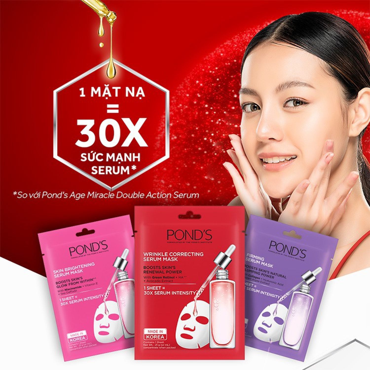 Combo 8 mặt nạ tinh chất dưỡng da Pond's 21ml - Hàn Quốc