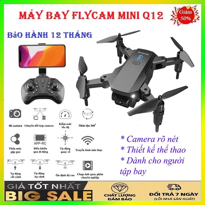 Flycam mini Q12 - Flycam giá rẻ mini có camera - Máy bay camera 4k