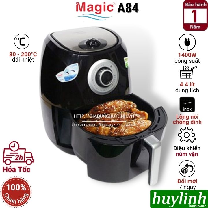 Nồi chiên không dầu Magic Korea A84 - A78 New - 4.4 lít - [Tặng vỉ nướng]