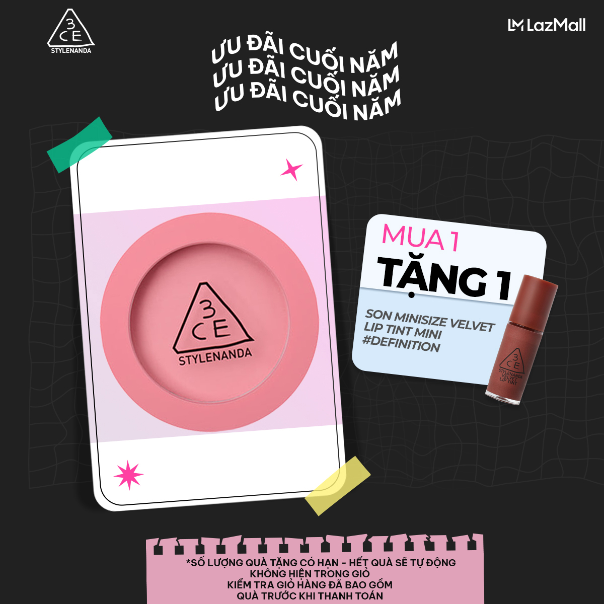 Phấn Má Hồng 3CE FACE BLUSH Mịn Lì 5.5g #Soft Salmon