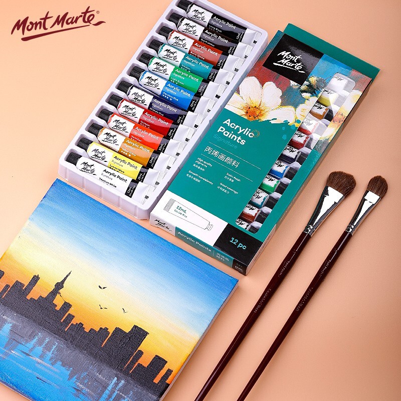 [ TÂM TÂM ]-Bộ Màu Acrylic Mont Marte 12/18/24 Màu x 12ml, Mont Marte Acrylic Paints