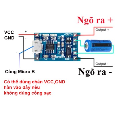 Mạch Sạc Pin TP4056 cổng USB micro B / Type C (Có / Không IC bảo Vệ )