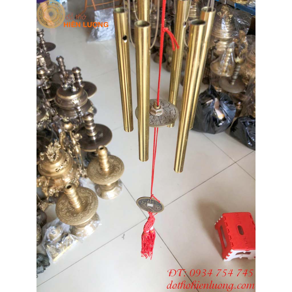 Chuông Gió 6 Ống Bằng Đồng 100% Phong Thủy, Chiều Dài Ống 20cm