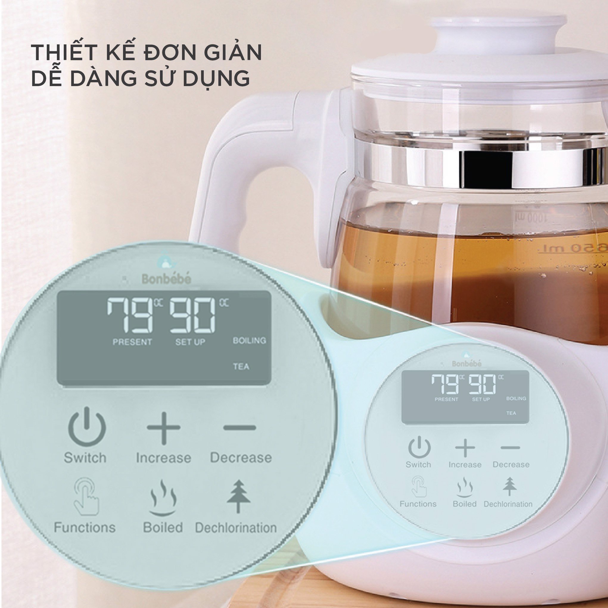 [Chính hãng] Bình đun nước giữ nhiệt_Bình đun nước pha sữa BONBÉBÉ BB-06