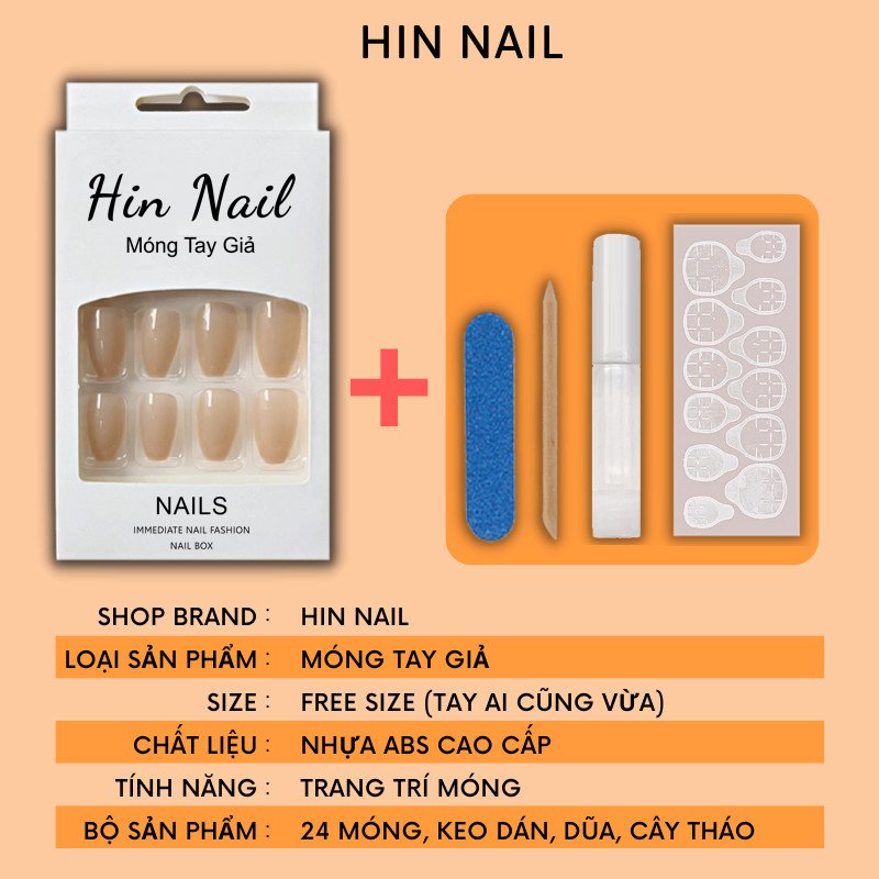 Móng tay giả Hin Nail đính đá form dài hottrend