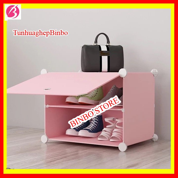 TỦ NHỰA LẮP GHÉP ĐỂ GIÀY DÉP 2 Ô-Tủ nhựa để giày thông minh
