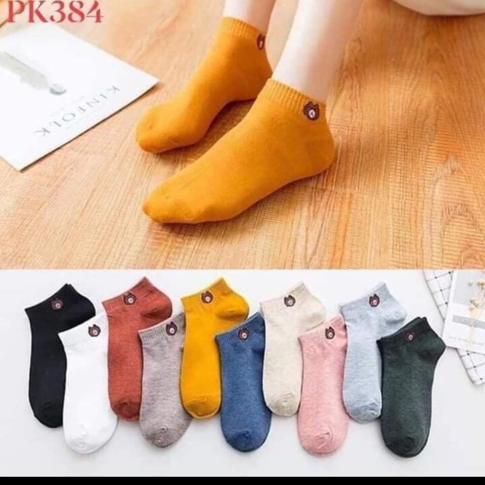 Combo 10 đôi tất gấu cổ ngắn đáng yêu cho bạn nữ