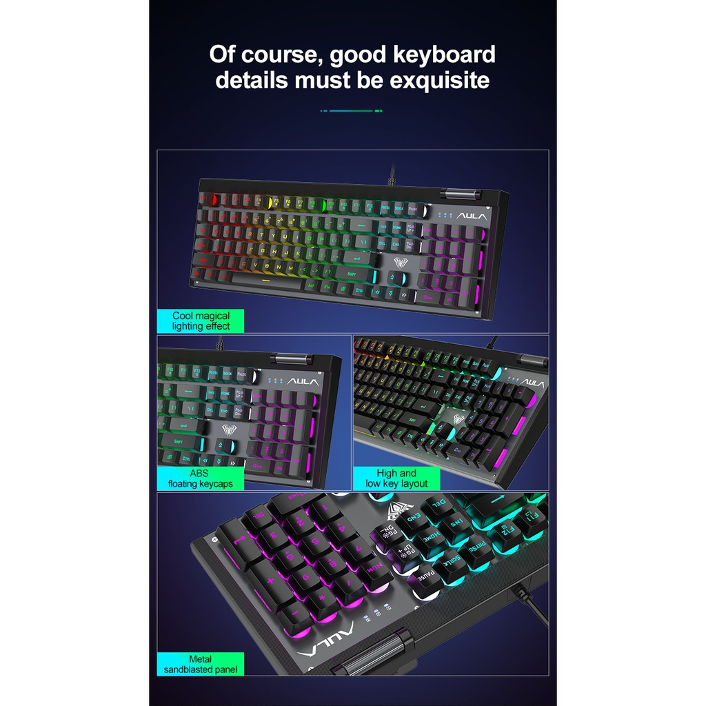 BÀN PHÍM CƠ F3020 GAMING ĐÈN LED USB MÀU ĐEN