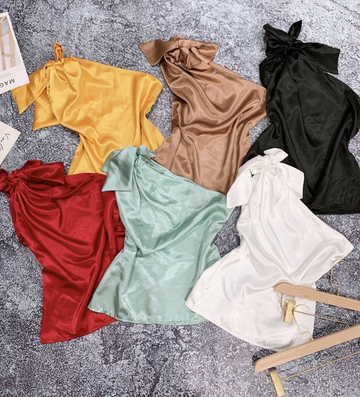 Áo Kiểu Nơ Vai Lệch Tay Sành Điệu Hot Trend Mới TTKX0726