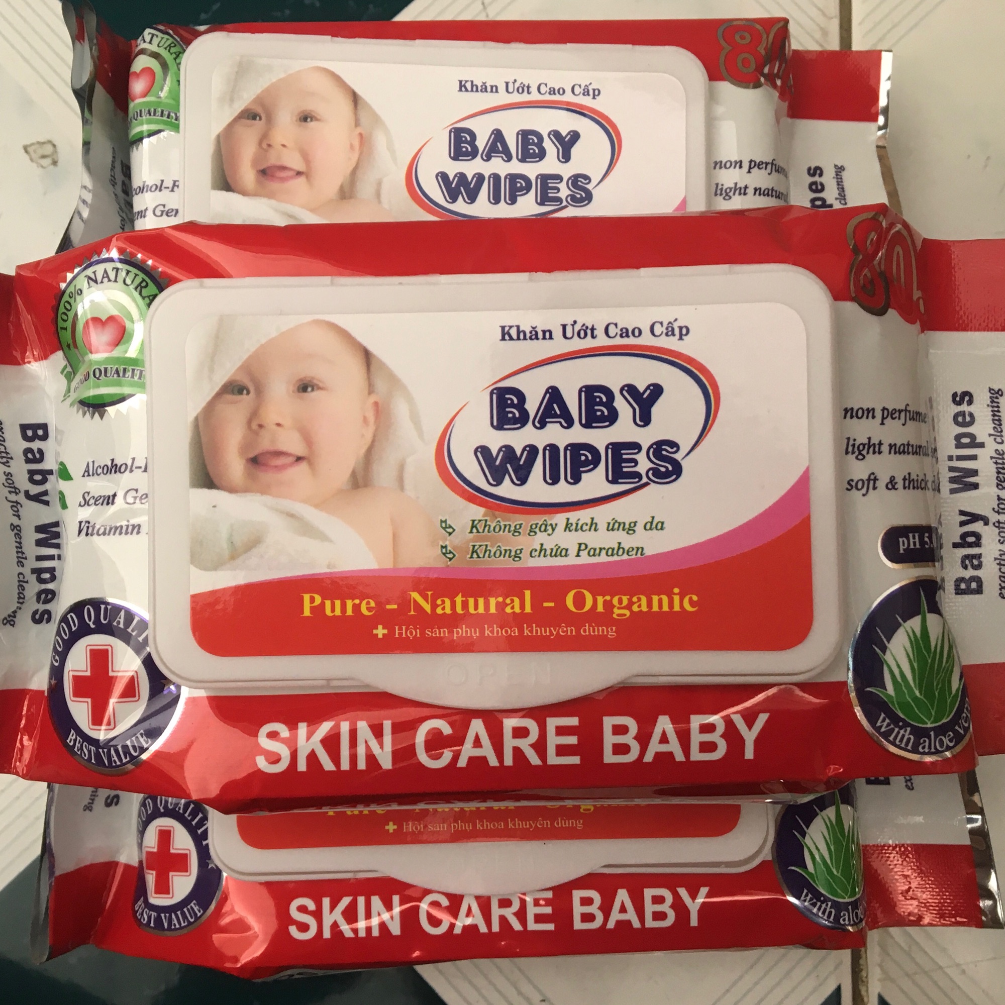 Khăn ướt babywipes đỏ 80gr không mùi