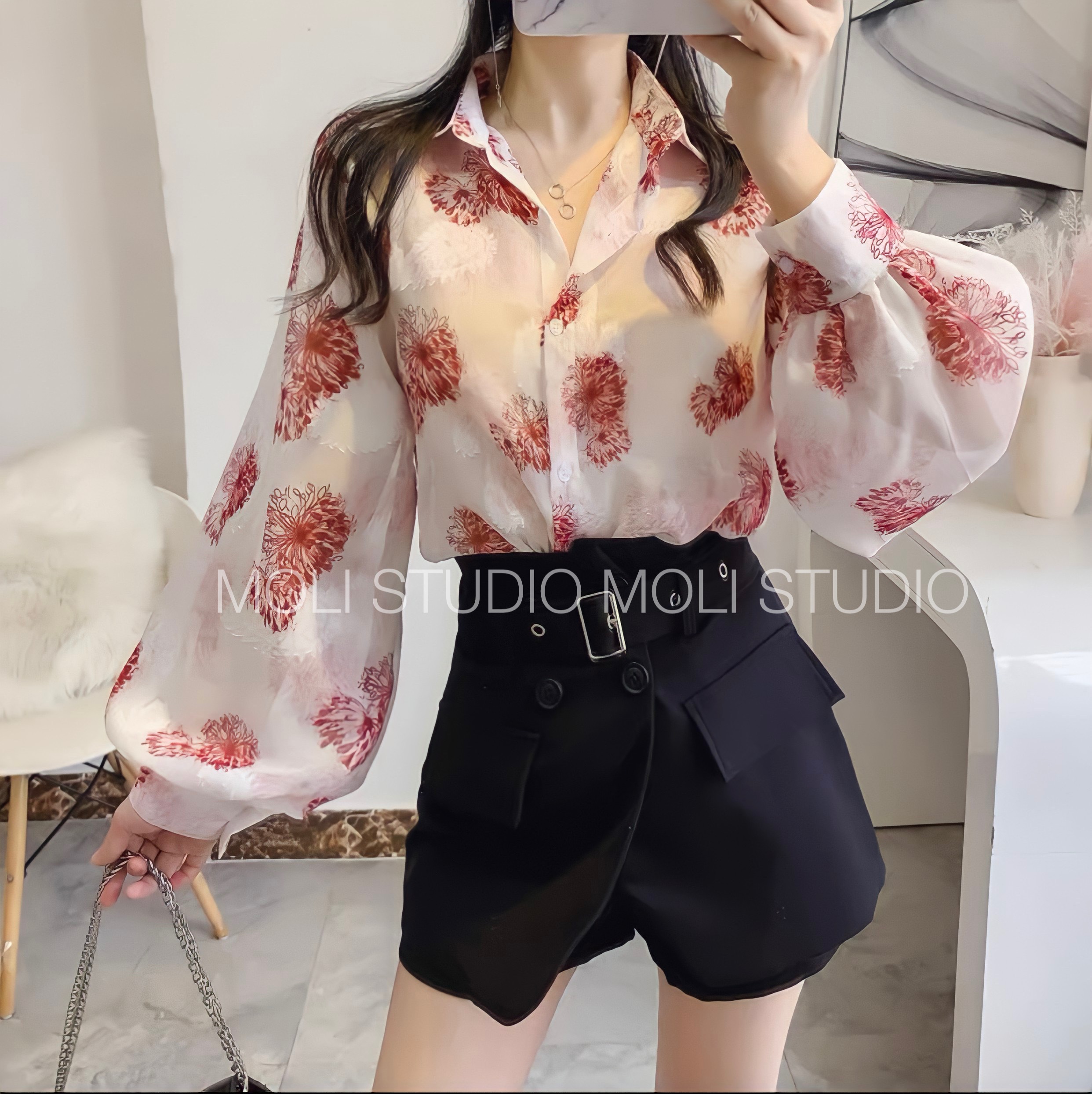 [HÀNG QCCC] Áo sơ mi tơ ép hoa cao cấp mã M5